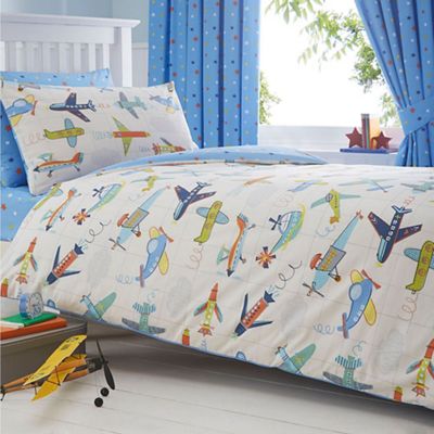 Kids' blue 'Aeroplanes' duvet cover and pillow case set